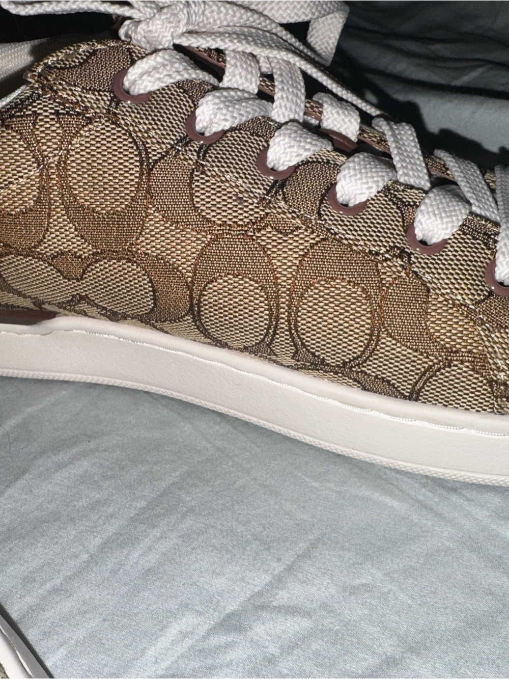 Women’s Brown Coach Clip Low Top with White Laces Sneaker Size 9.5 - Picture 12 of 12